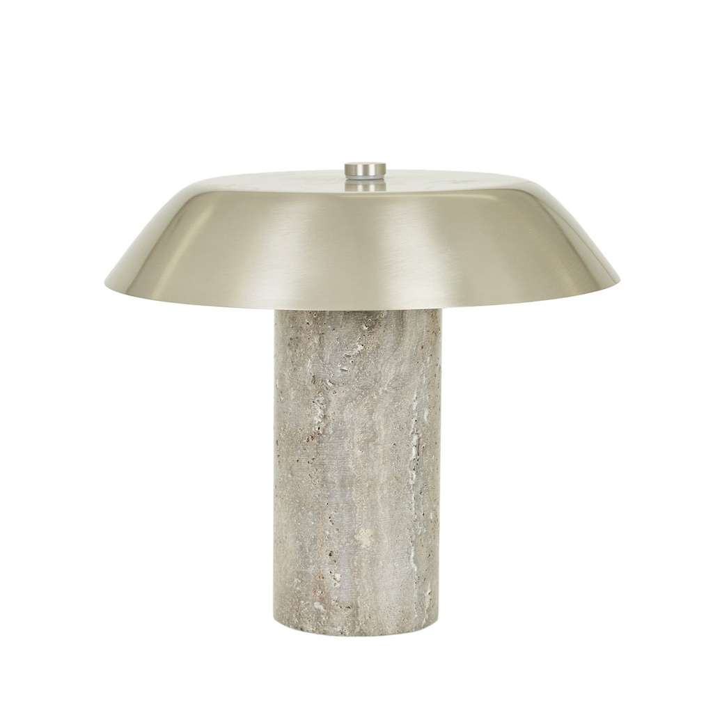 Easton Luna Table Lamp - Mocha Travertine - Pewter