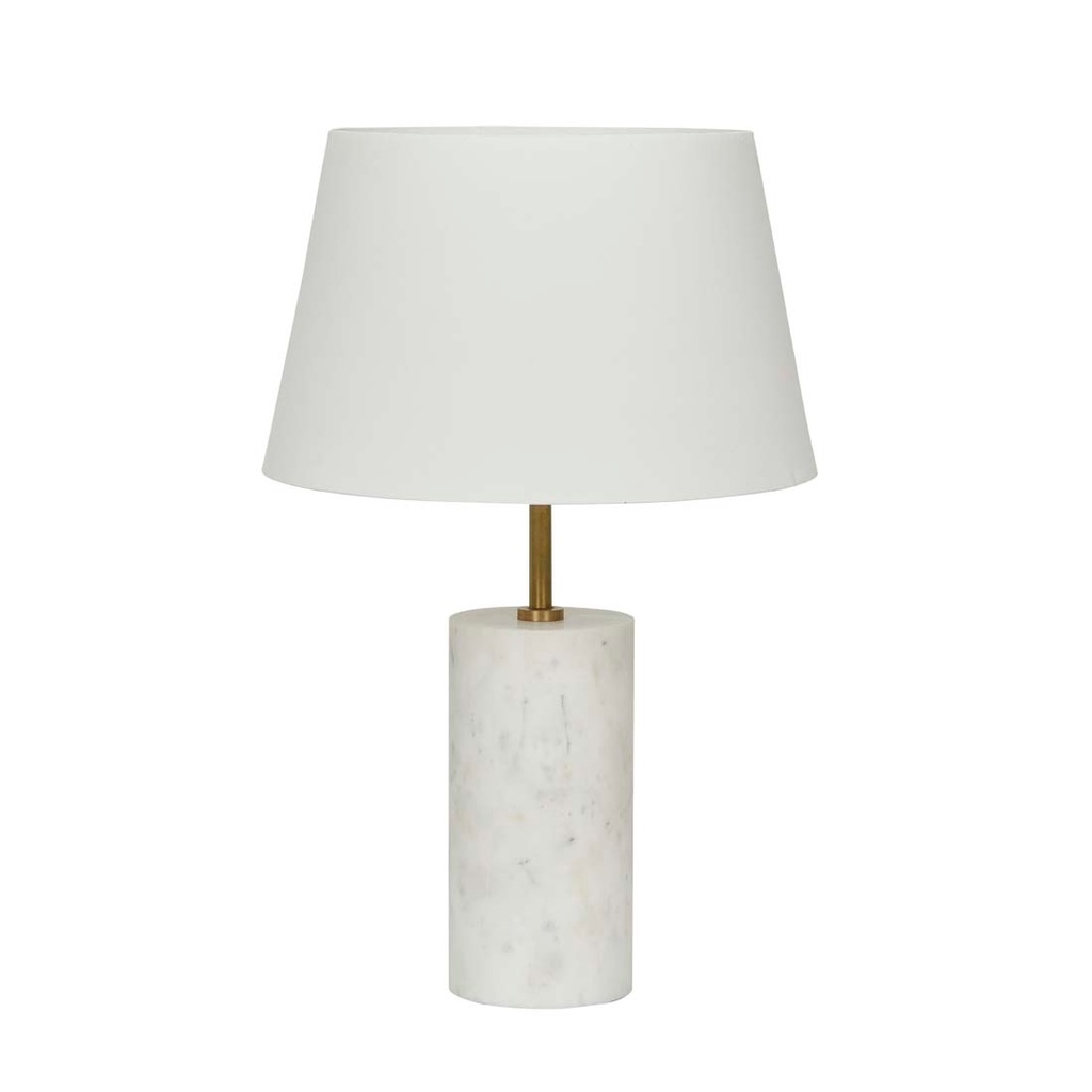 Easton Marble Table Lamp - White Marble - White Linen