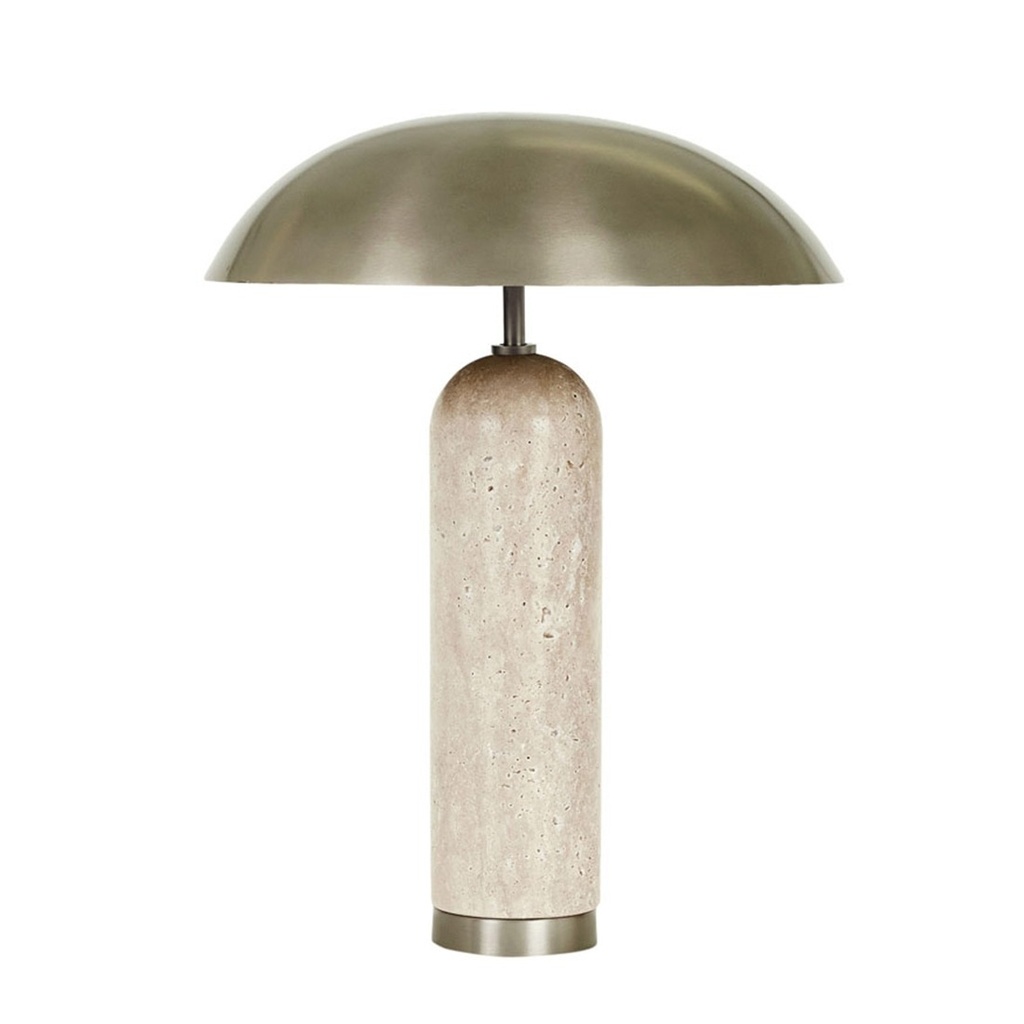 Easton Tilt Table Lamp - Travertine - Antique Pewter