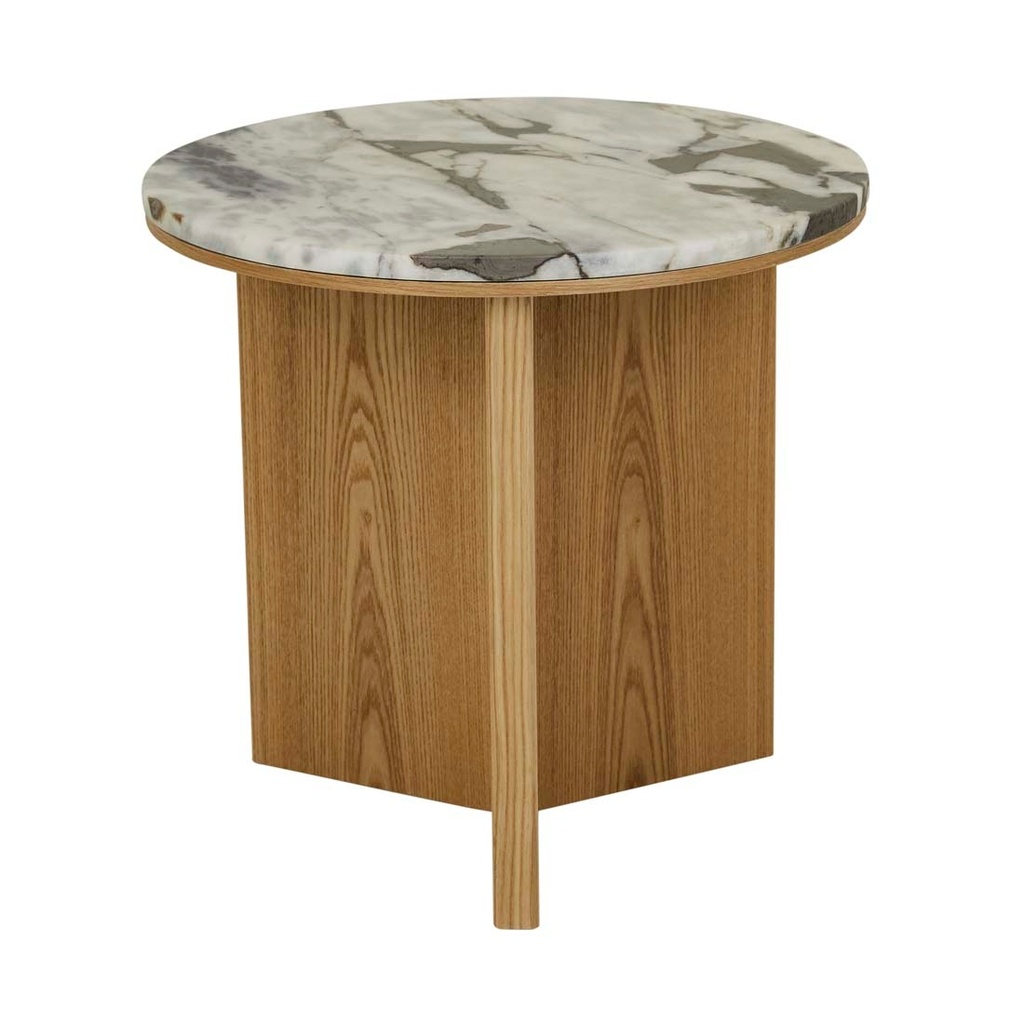 Elsie Side Table - Matt Ocean Marble - Natural Ash