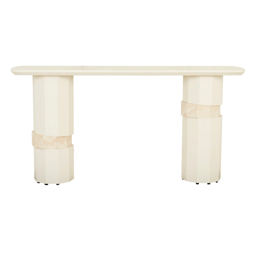 Everest Console Table - Shell - Natural Travertine