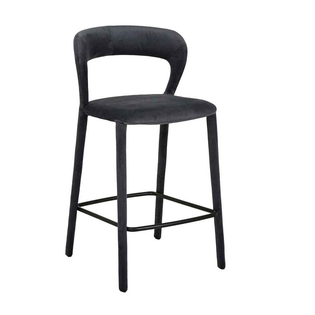 Jessica Barstool - Onyx Velvet - Black Metal