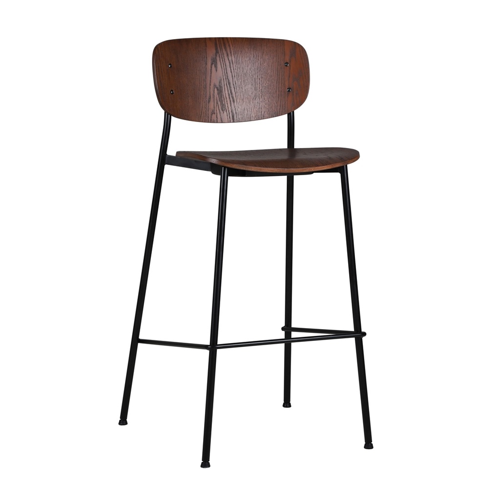 Lathan Barstool - Walnut Ash - Black Metal