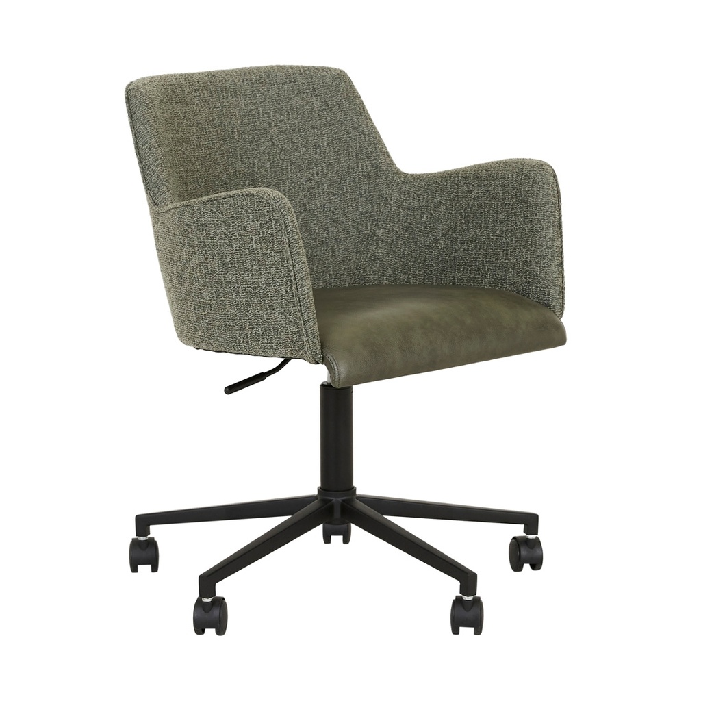 Lennox Office Chair - Moss Tweed - Vintage Matt Green PU