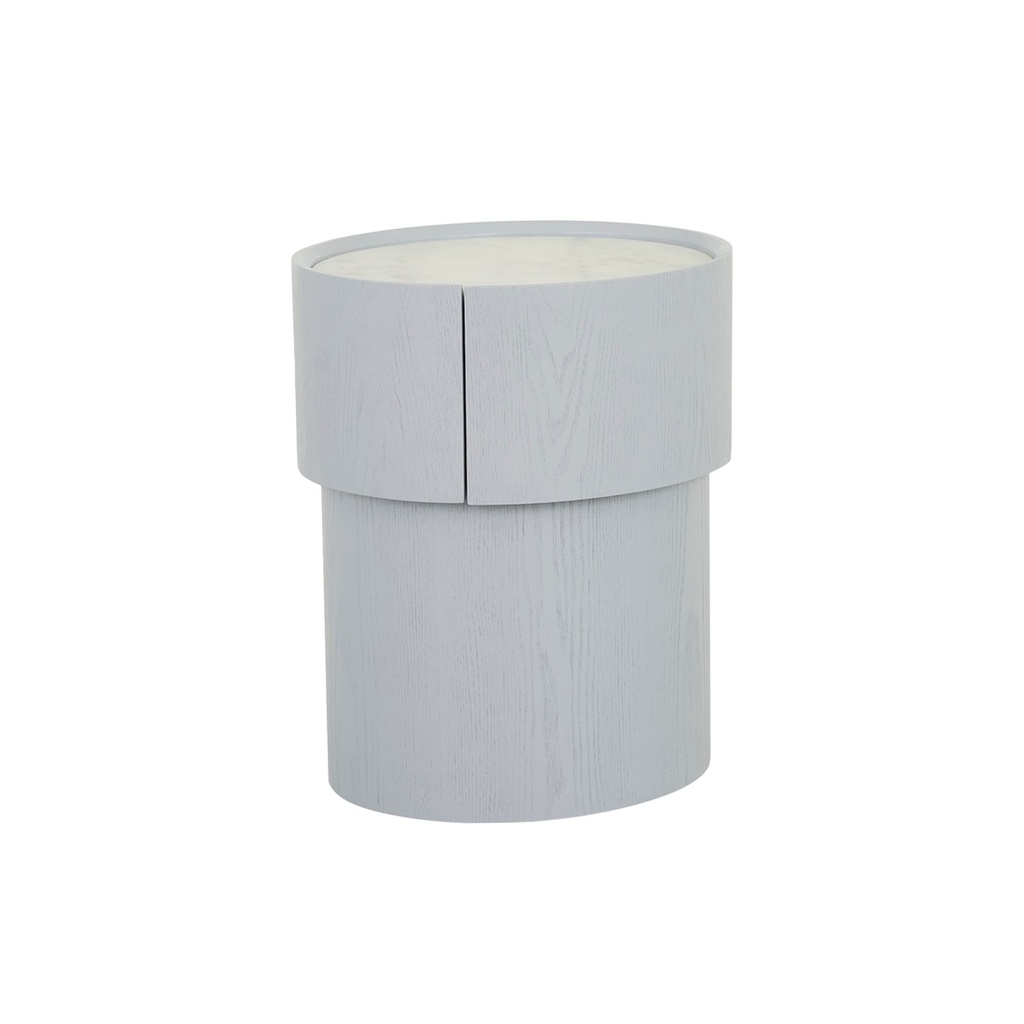 Nido Marble Bedside - Powder Blue - Matt White Marble