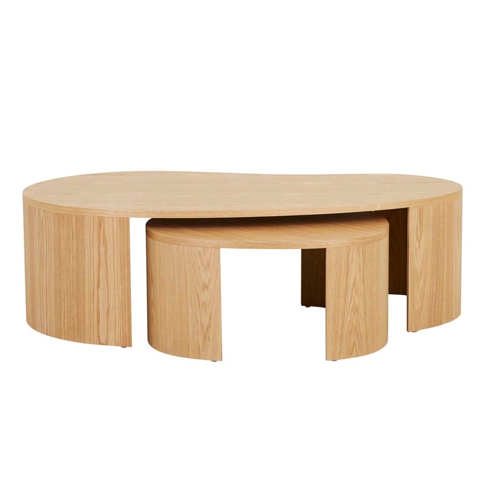 Oberon Curve Nest of 2 Coffee Tables - Natural Ash