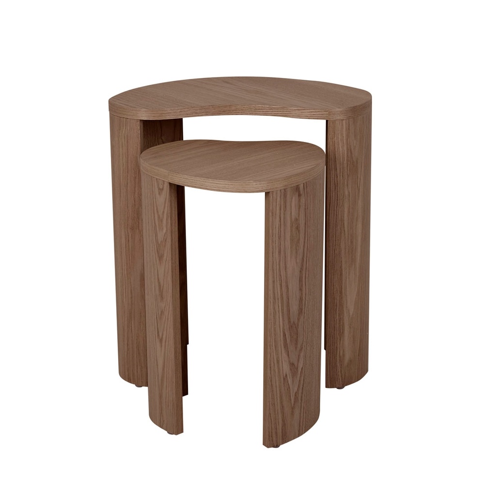 Oberon Curve Nest of 2 Side Tables - Smoked Ash