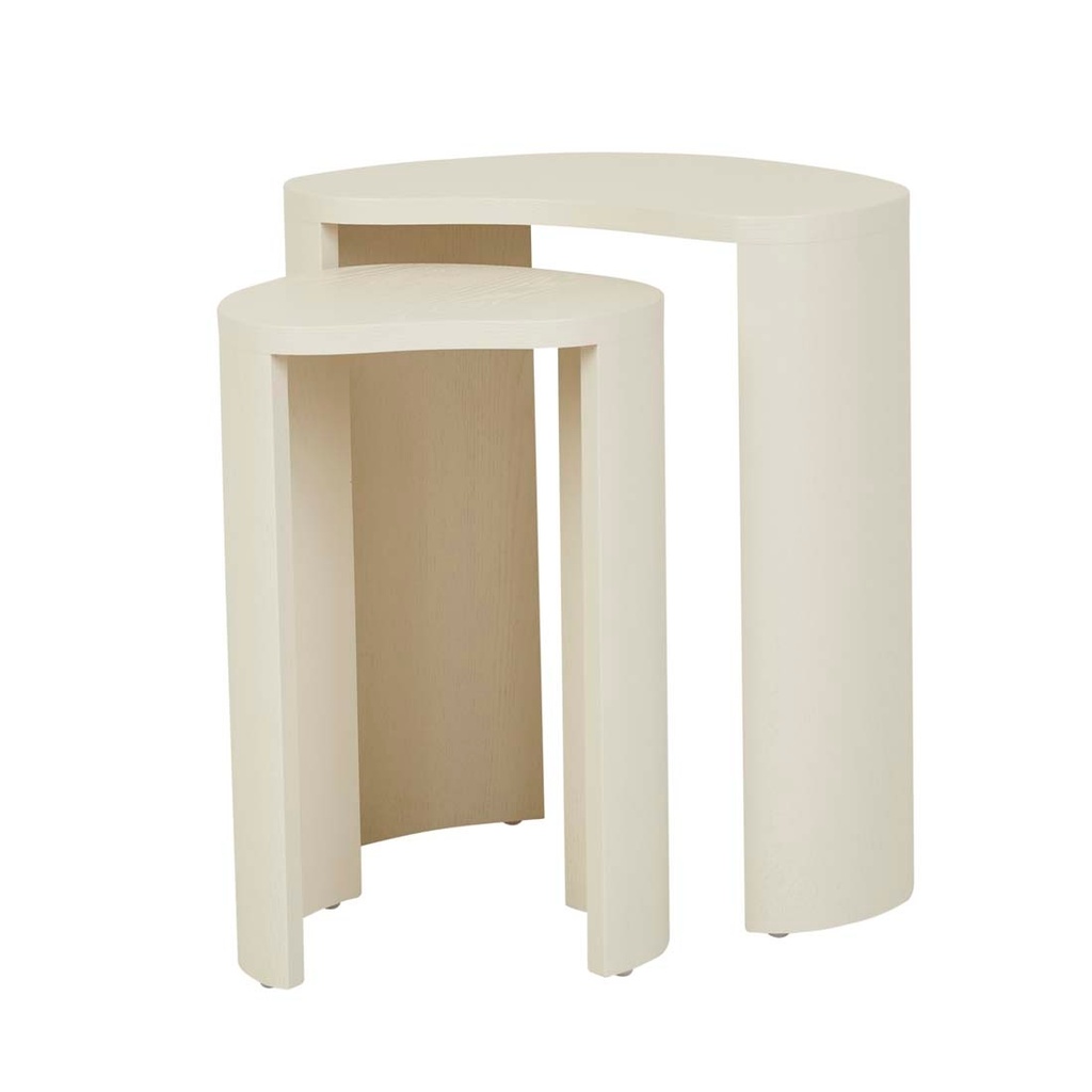 Oberon Curve Nest of 2 Side Tables - Shell