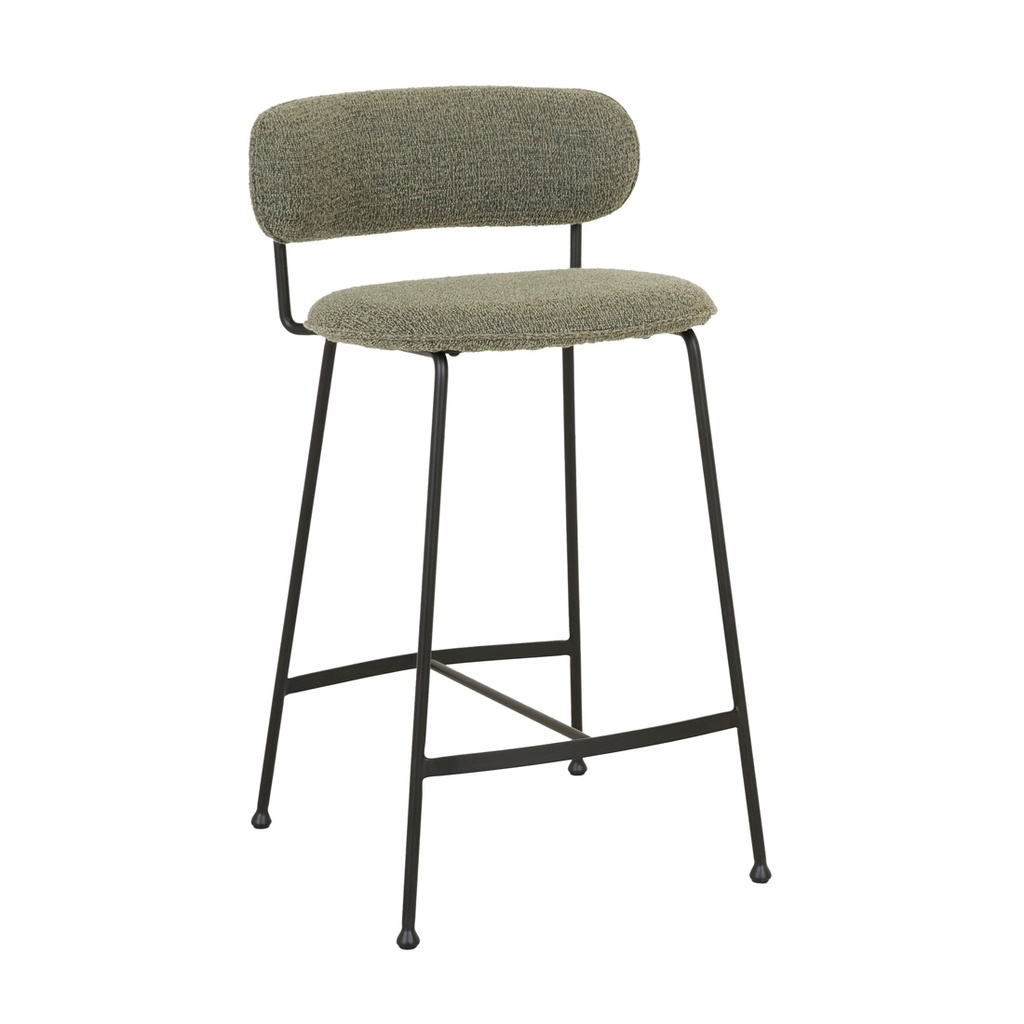 Piccolo Barstool - Moss Tweed - Black Metal