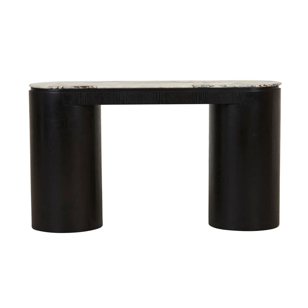 Pluto Marble Console - Matt Ocean Marble - Black Oak