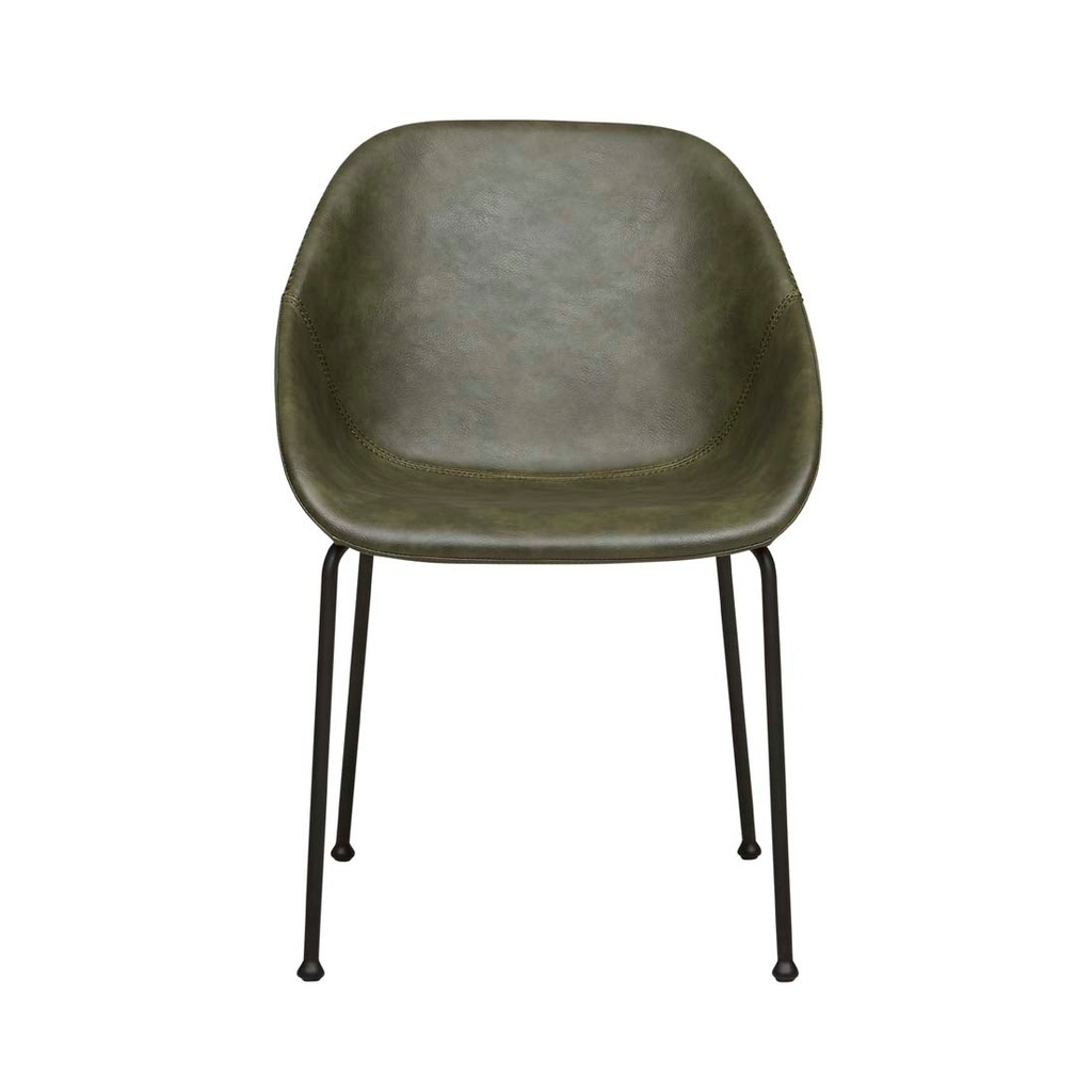 Ronald Dining Armchair - Vintage Matt Green PU - Black Metal