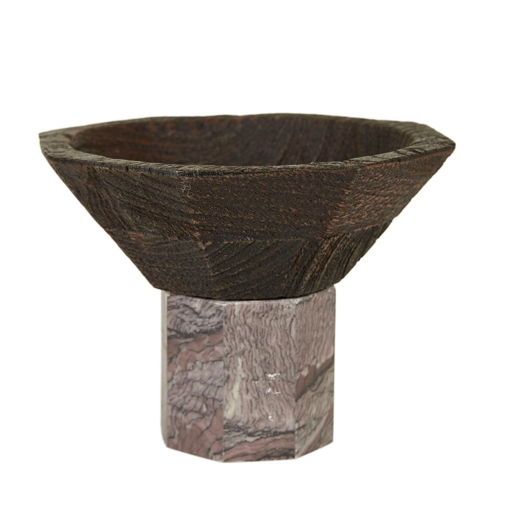 Theron Zenith Small Bowl - Celestial Marble - Mocha Mango Wood