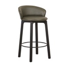 Tolv Glide Barstool - Kale Leather - Black Onyx