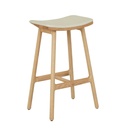 Tolv Odd Upholstered Barstool - Limestone Leather - Light Oak