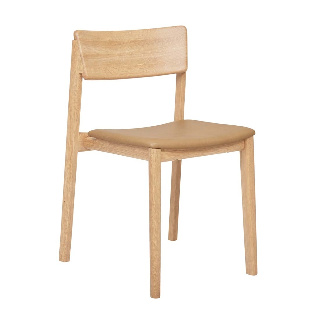 Tolv Poise Upholstered Dining Chair - Camel Leather - Light Oak