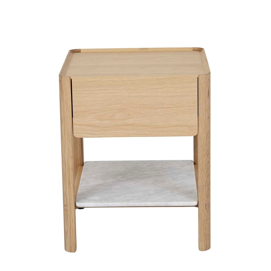 Tolv Tye Marble Bedside - Light Oak - White Marble