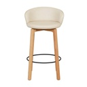 Tolv Glide Barstool - Limestone Leather - Light Oak