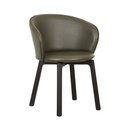 Tolv Glide Dining Armchair - Kale Leather - Black Onyx