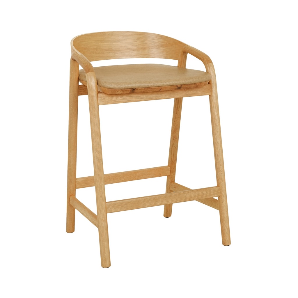 Tolv Inlay Upholstered Barstool - Arena Leather - Light Oak