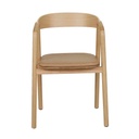 Tolv Inlay Upholstered Dining Armchair - Pecan Leather - Light Oak