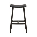 Tolv Odd Upholstered Barstool - Black Leather - Black Onyx
