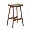 Tolv Odd Upholstered Barstool - Kale Leather - Walnut