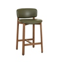 Tolv Pinta Upholstered Barstool - Kale Leather - Latte Oak