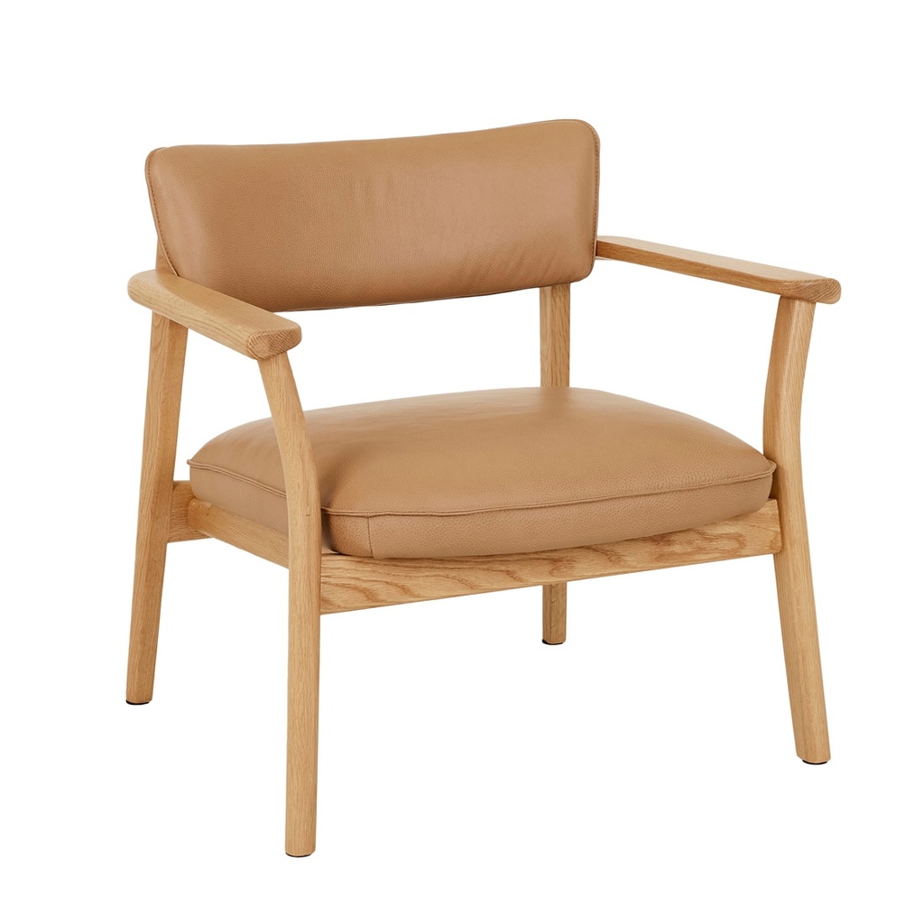 Tolv Poise Occasional Chair - Pecan Leather - Light Oak