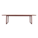 Valencia Frame Dining Table - Faux White Travertine - Sunbaked Clay