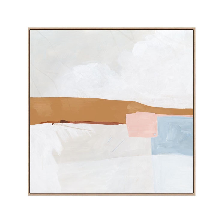 Abstract River Hand-Painted Wall Art - Sky Grey