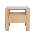 Willa Marble Bedside - Grey Marble - Satin Oak