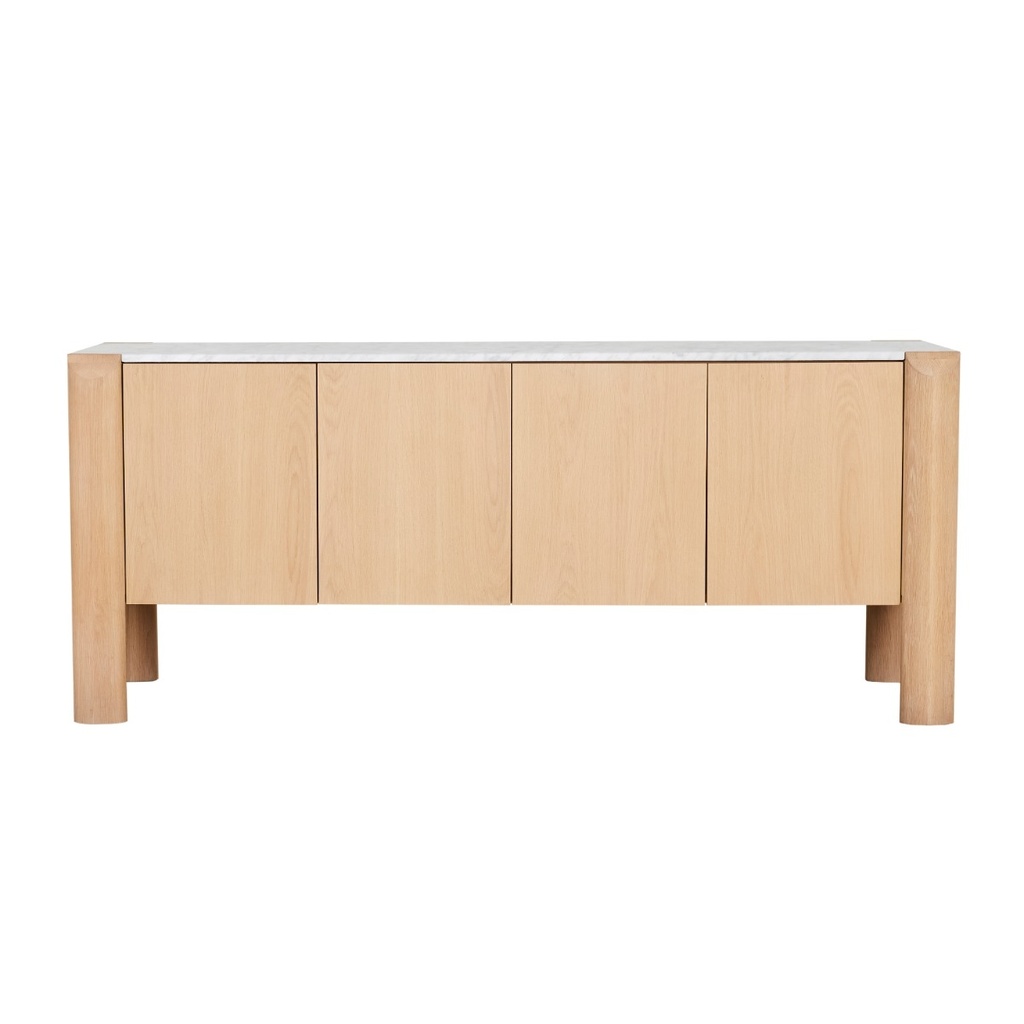 Willa Marble Buffet - White Calacatta Marble - Satin Oak