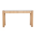 Willa Marble Console - White Calacatta Marble - Satin Oak