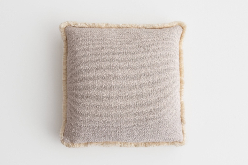 Bowie Square Cushion Linen & Natural Fringe