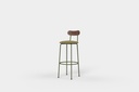 Kai Bar Stool High Upholstered Seat and Veneer Back