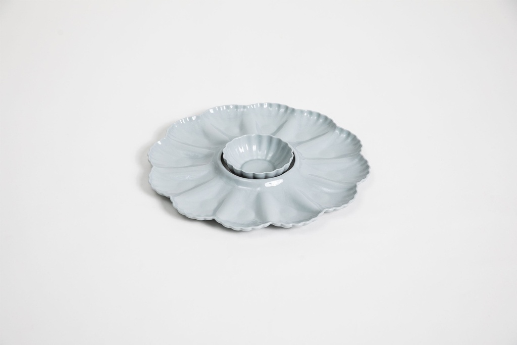 Mother Of Pearl Oyster Plate Dozen Light Blue Grey