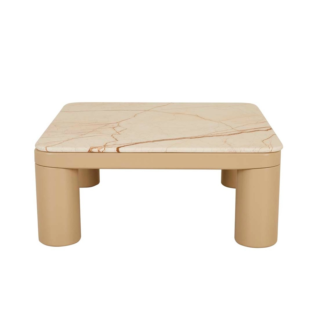 [CTS-FRANK-MAR-MATT-BROWN-VEIN-MARBLE-GLOSS-CAMEL] Frankie Marble Coffee Table - Matt Brown Vein Marble - Gloss Camel