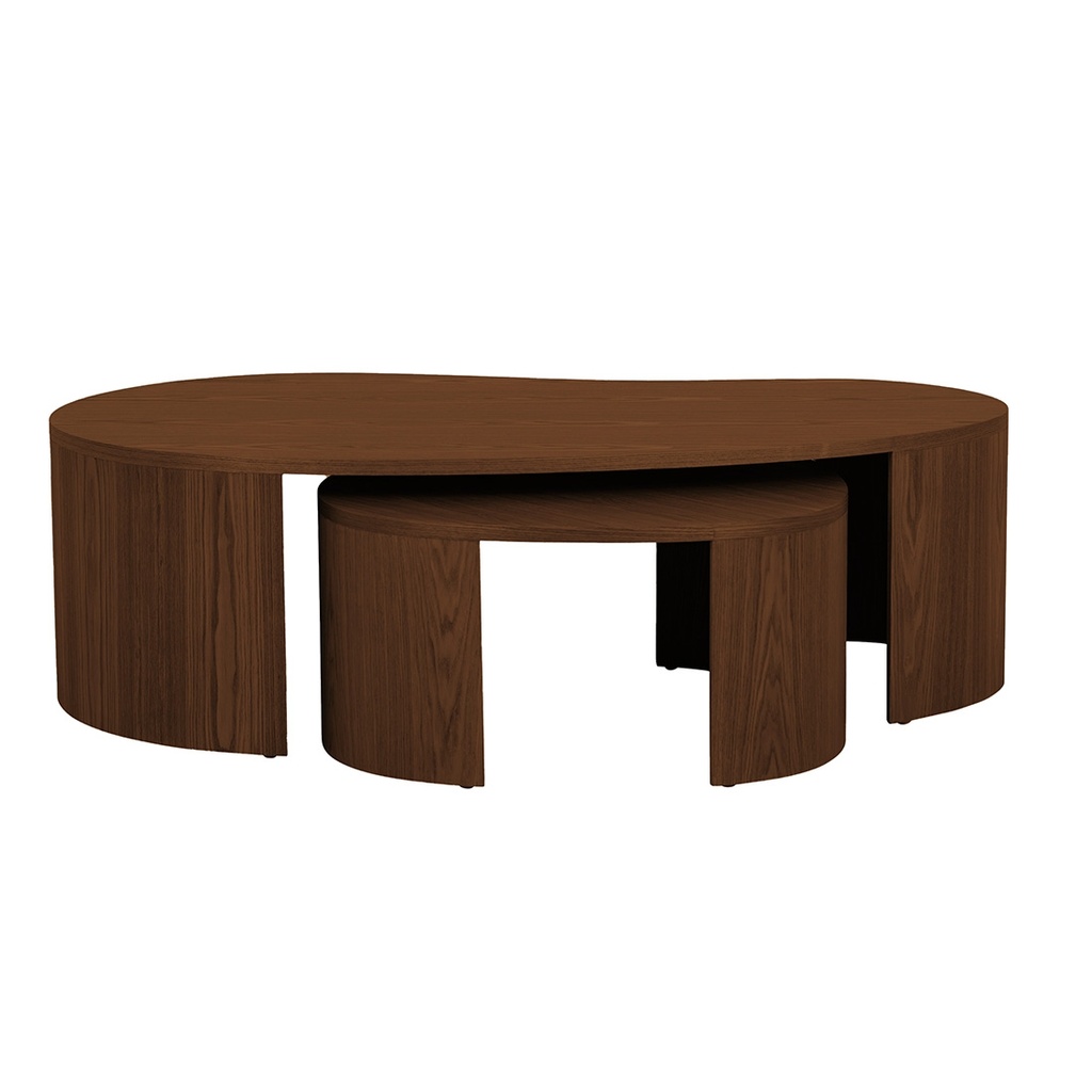 [CT-OBER-CRV-NEST-SMOKED-ASH] Oberon Curve Nest of 2 Coffee Tables - Smoked Ash