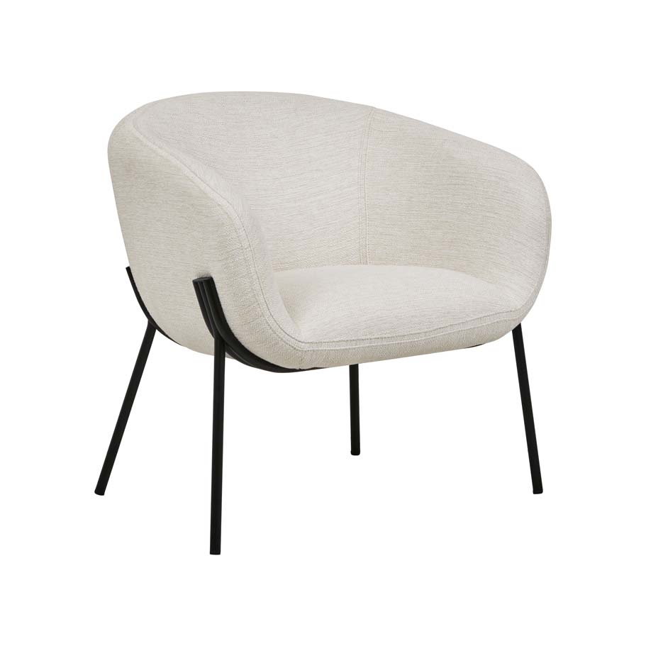 Albie Occasional Chair - Natural White Tweed - Black Metal