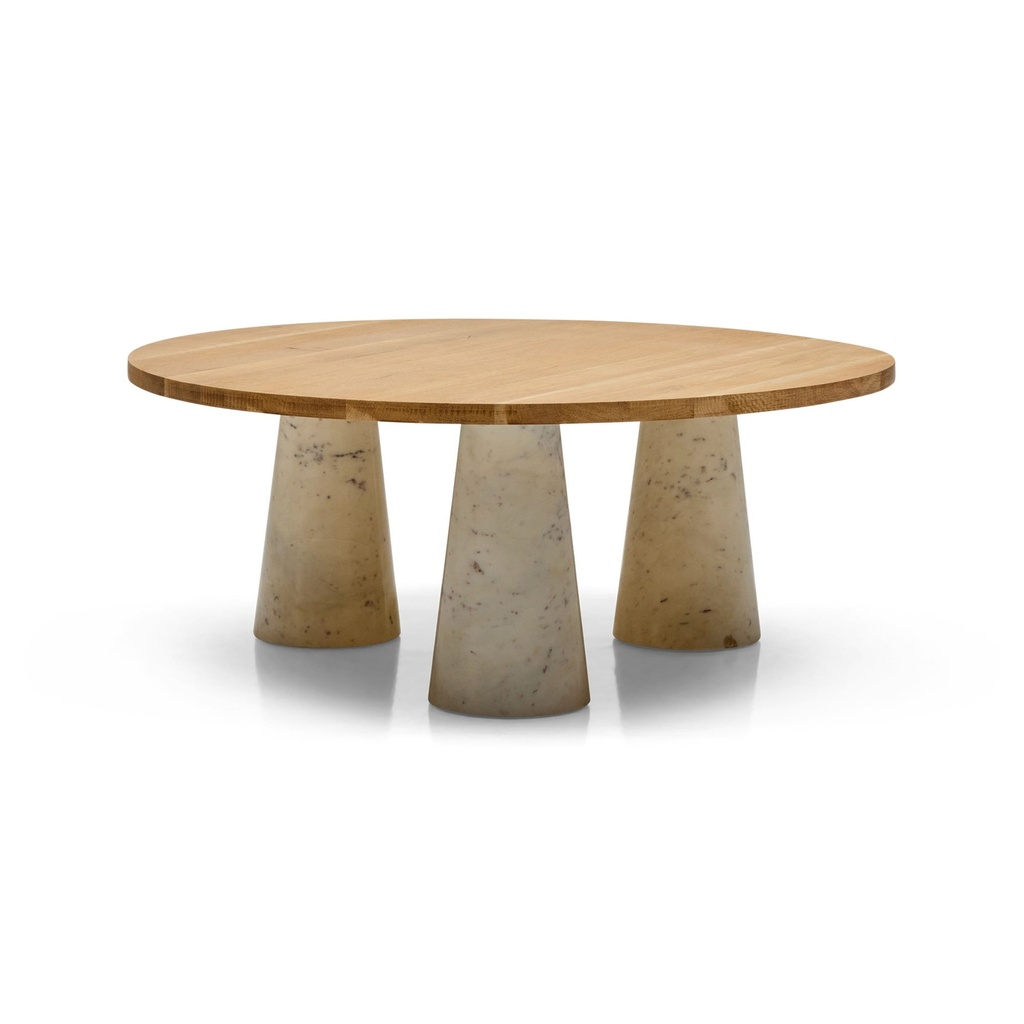 Beau Coffee Table White Banswara Marble Oak