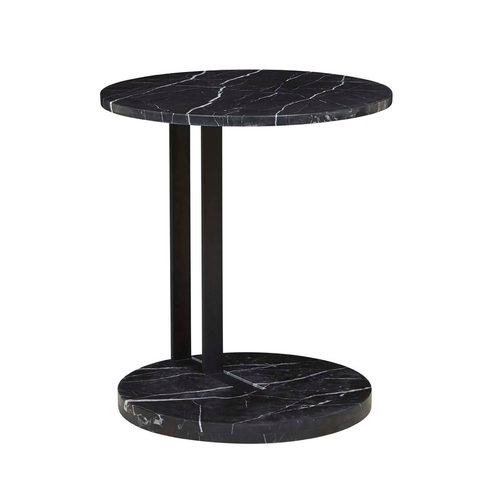 Amara Linear Side Table - Matt Black Marble - Black