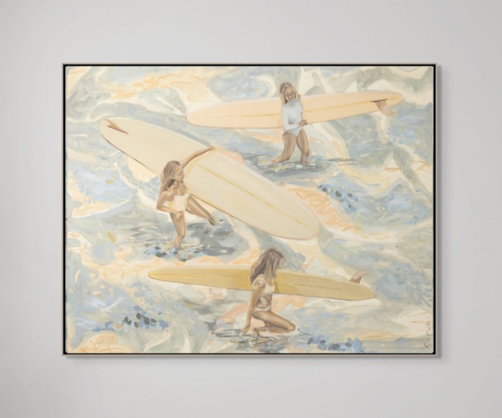 Surfers Wading Water