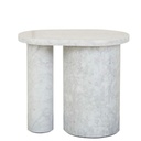 Atlas Pillar Side Table - Matt White Marble