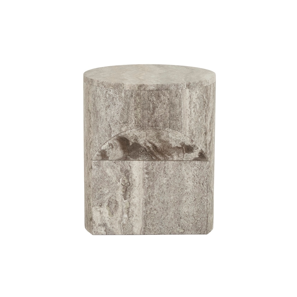 Atlas Pinnacle Side Table - Satin Grey Travertine