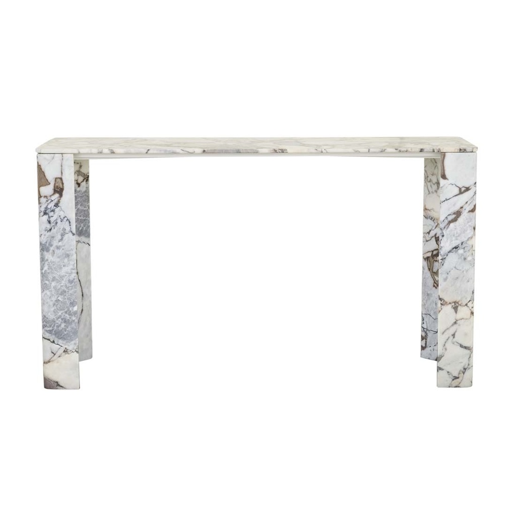 Atlas Slab Console Table - Natural Ocean Marble