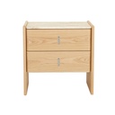 Pearce Marble 2 Drawer Tall Bedside - Onyx Travertine - Natural Ash