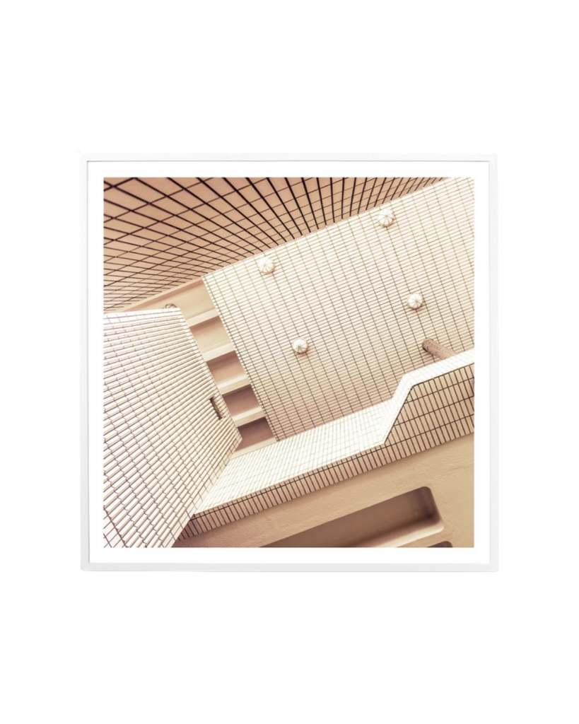 Abstract Architecture Print 68cm x 68cm - Light Timber Frame