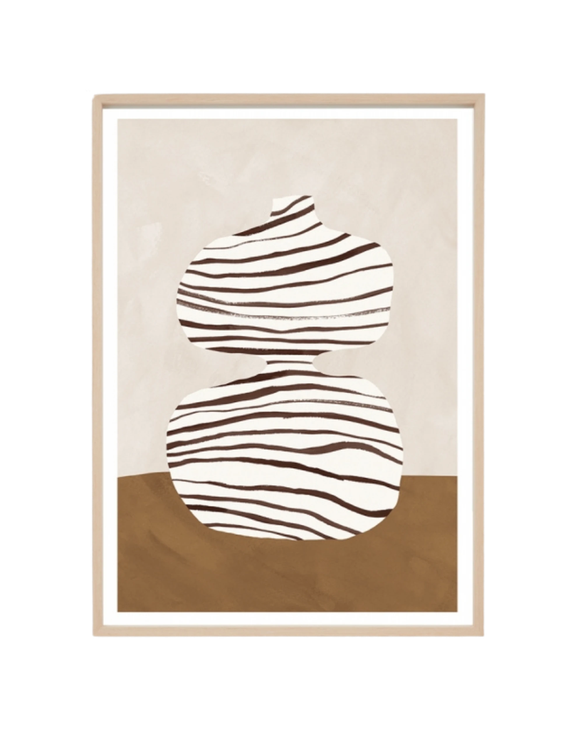 Abstract Ceramic Nutmeg 1 Print 62cm x 86cm - Light Timber Frame