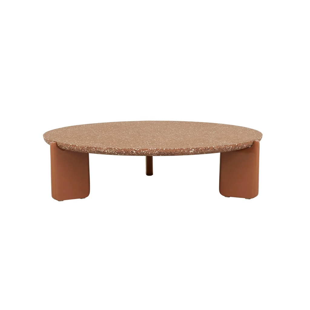 Livorno Strata Round Coffee Table - Brick Terrazzo - Gloss Terracotta
