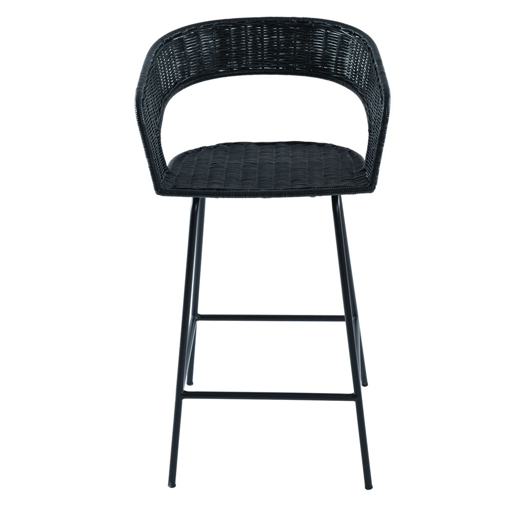 Charlotte Barstool - Black Rattan - Black Metal